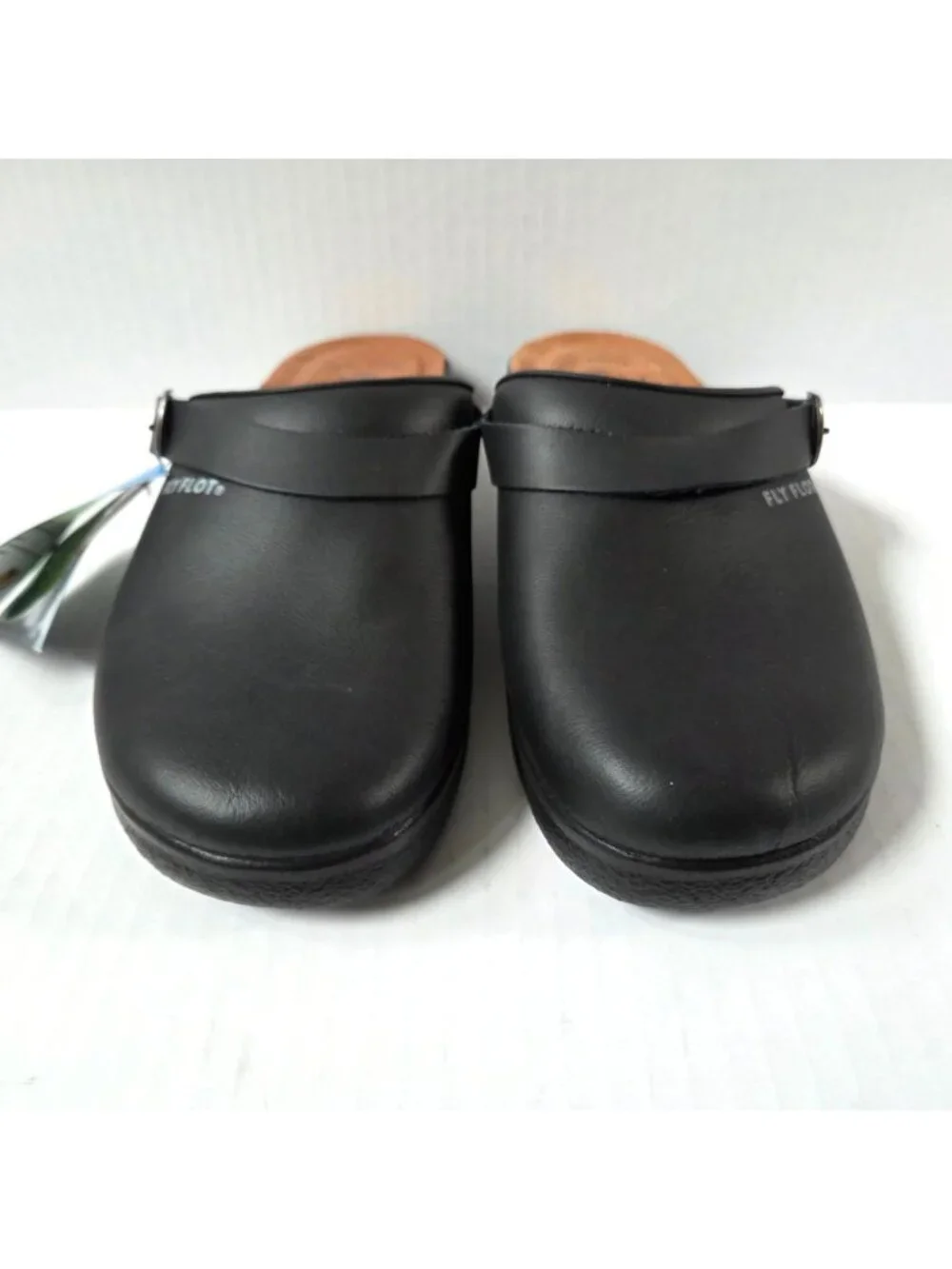 FlyFlot Shoes Mens 41 / 8 Black Leather Clogs Mules Anatomic Comfort NEW